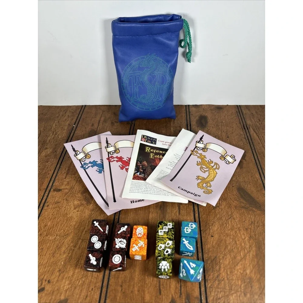 TSR 1995 Dragon Dice Role Playing Game Bag 14 Dice D&D Dungeons Dragons‎ Bag